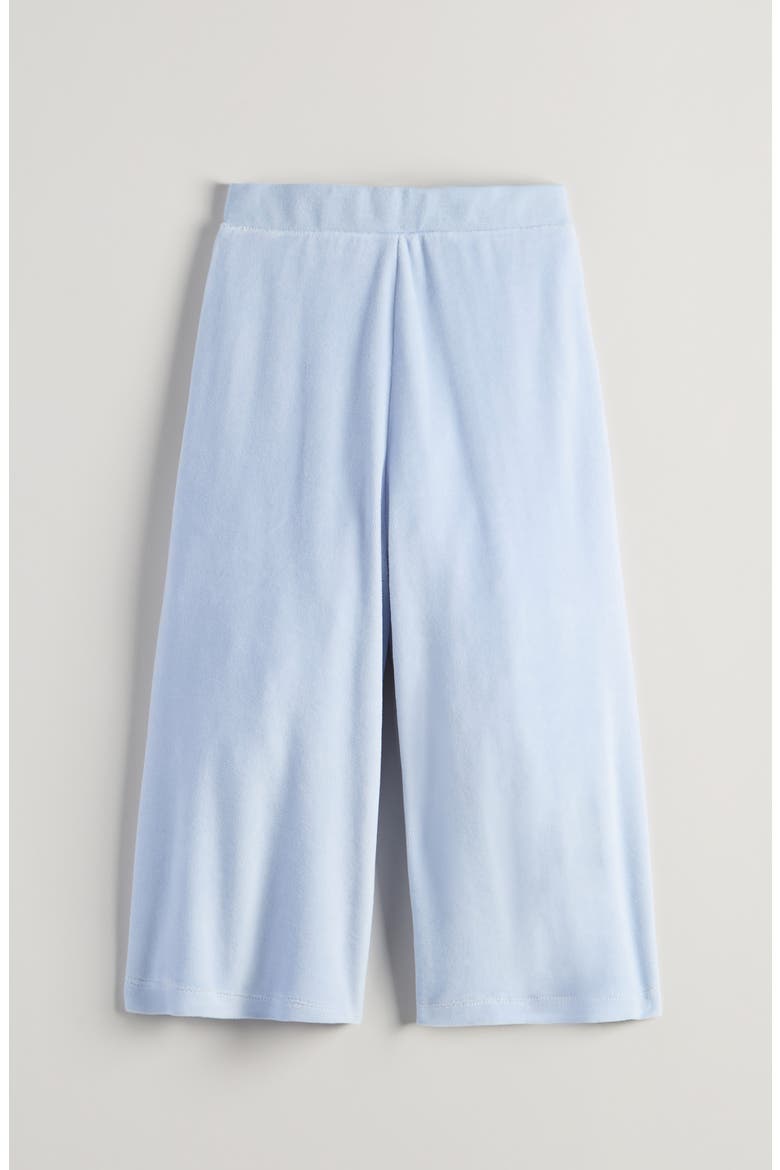 Kids' Ruffle Pocket Velour Pants, Alternate, color, BLUE XENON BOW EMB