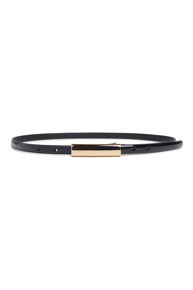 The Lady Patent Leather Belt, Main, color, BLACK/ POLISHED GOLD