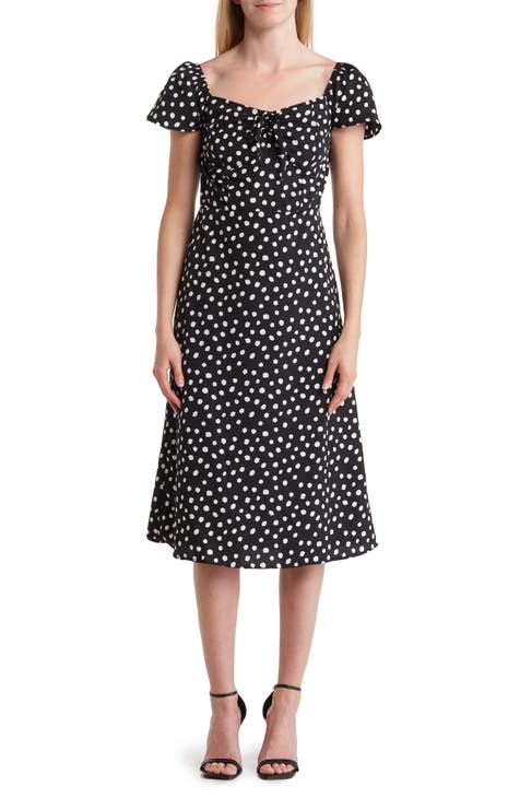 Polka Dot Sweetheart Neck Dress