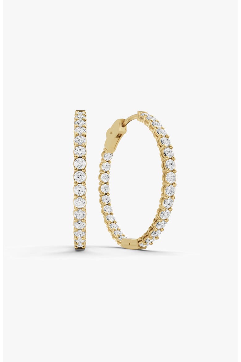 14K Gold 7 ct Earrings Round In & Out Diamond Hoops, Main, color, Yellow Gold