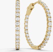 SEREIA OFFICIAL 14K Gold 7 ct Earrings Round In & Out Diamond Hoops