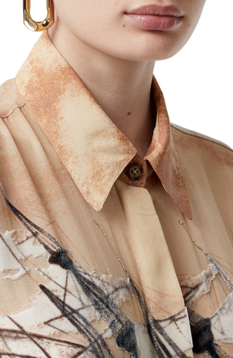 Burberry Print Velvet & Chiffon Shirt, Alternate, color, 