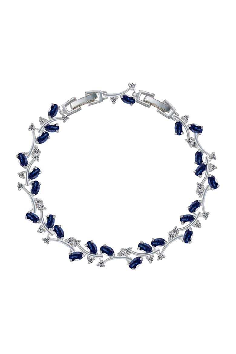 Tennis Bracelet with Sapphire Cubic Zirconia Stones, Main, color, Blue