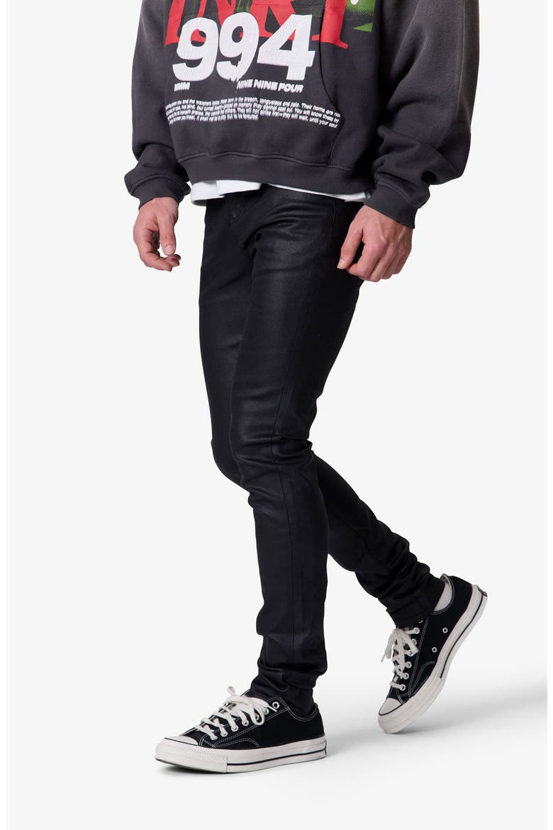 Skinny Waxed Jeans, Alternate, color, BLACK