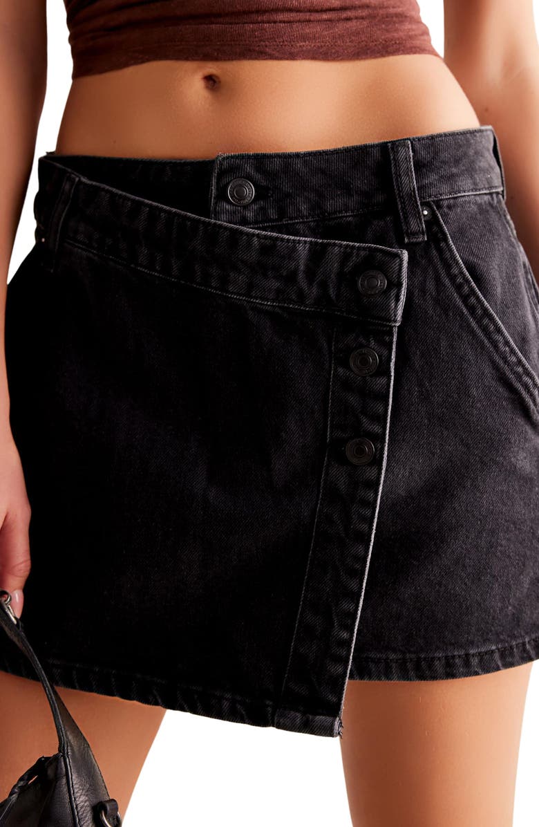 Free People Wynne Wrap Denim Miniskirt, Alternate, color, Eclipse