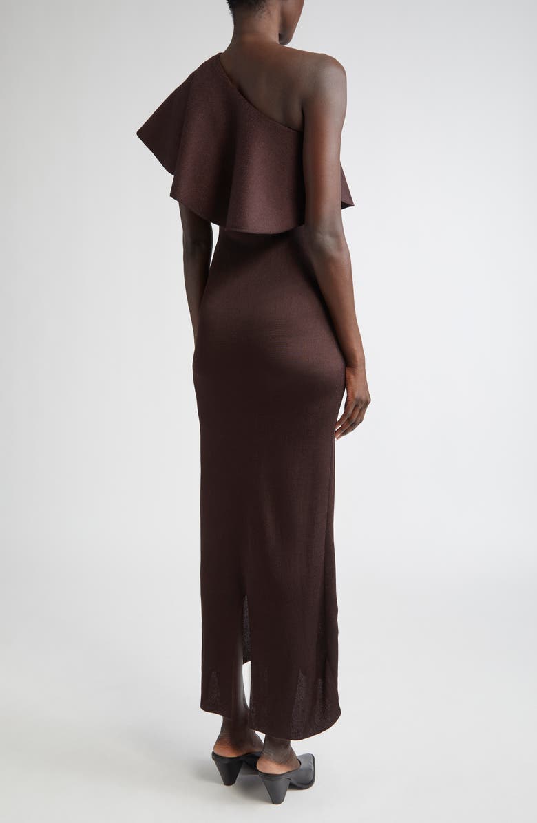 Altuzarra Vivi Knit Dress with Satin Ruffle, Alternate, color, Charred Oak