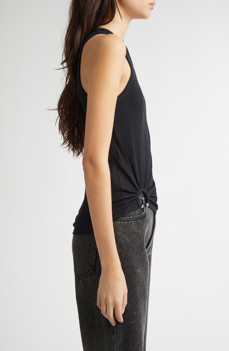 Rabanne Ring Pierced Stretch Cotton Tank, Alternate, color, Black