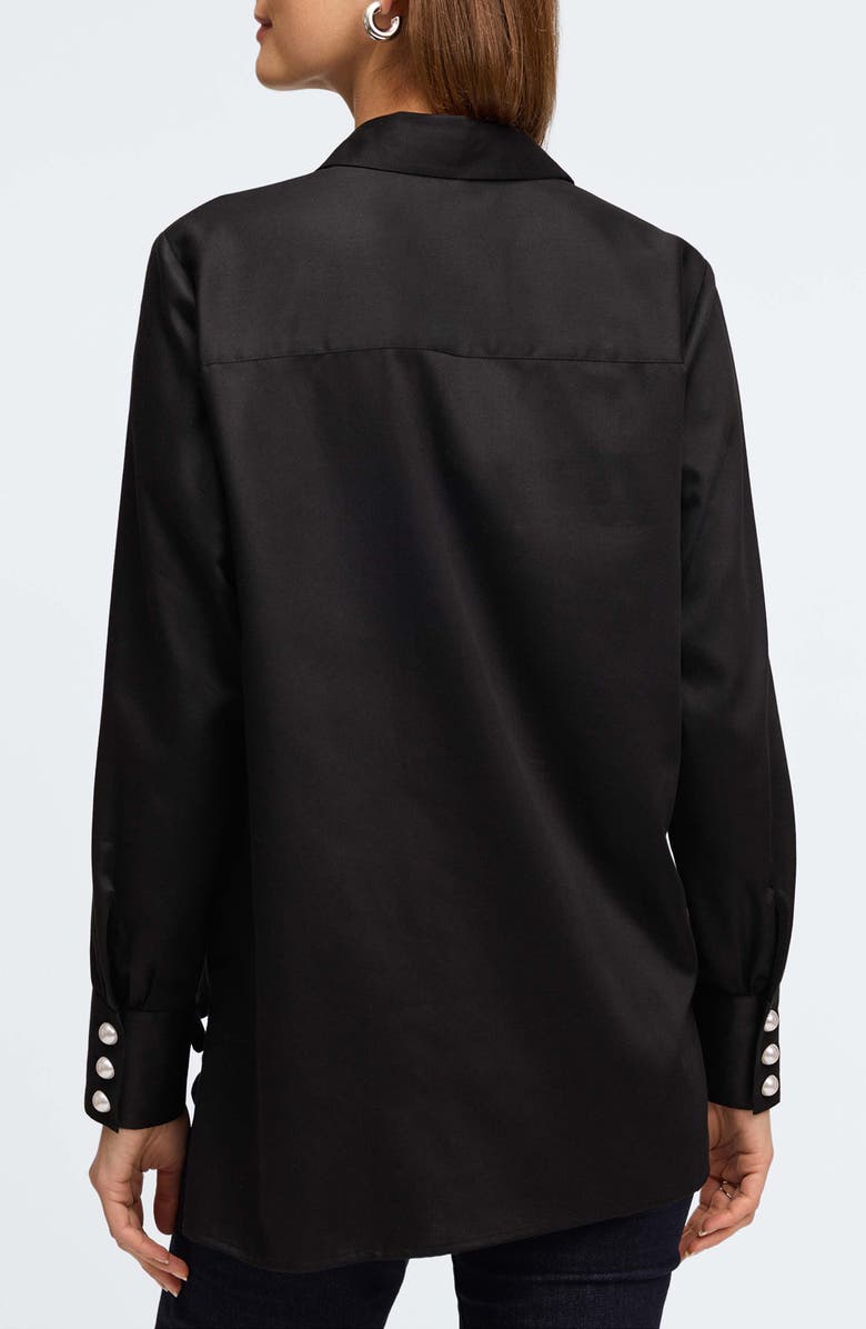 Foxcroft Matte Sateen Button-Up Shirt, Alternate, color, Black