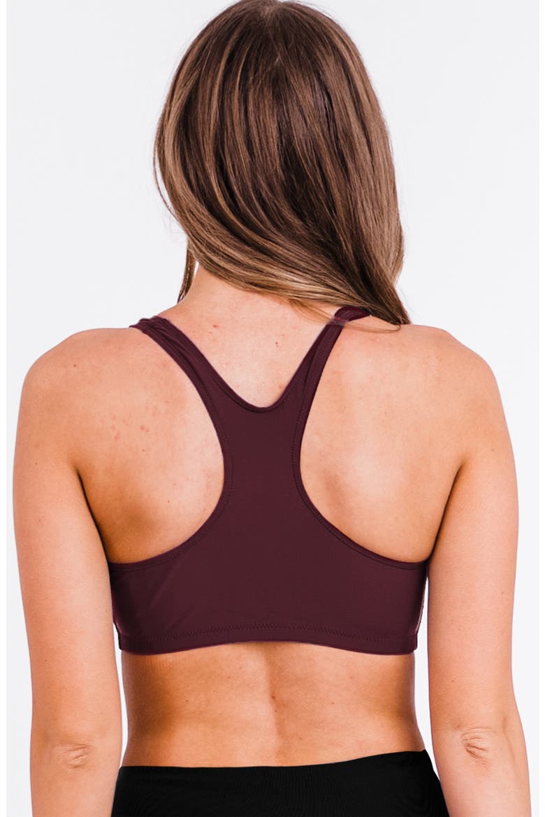 Racerback Swim Bra With Removable Cups, Alternate, color, Wine