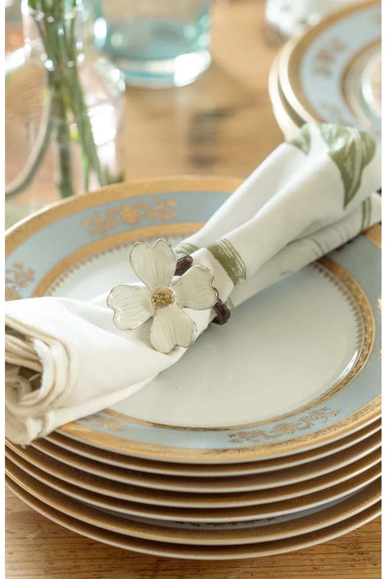 Storytime Dahlias Dinner Napkins - Set of Four, Alternate, color, Green