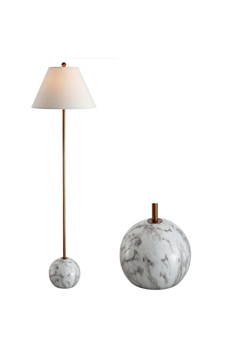 Miami 63.5" Minimalist Resin/Metal LED Floor Lamp, Main, color, Gold/White