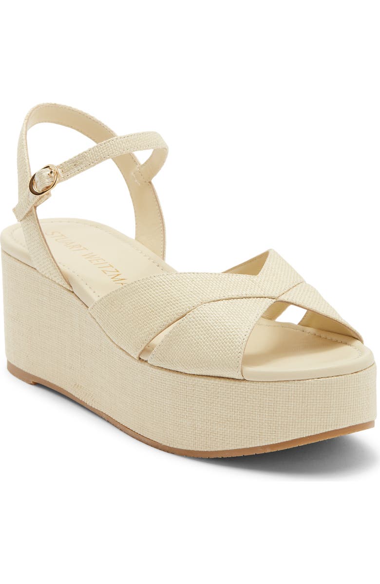 Stuart Weitzman Carmen Midi Wedge Sandal, Main, color, Natural.