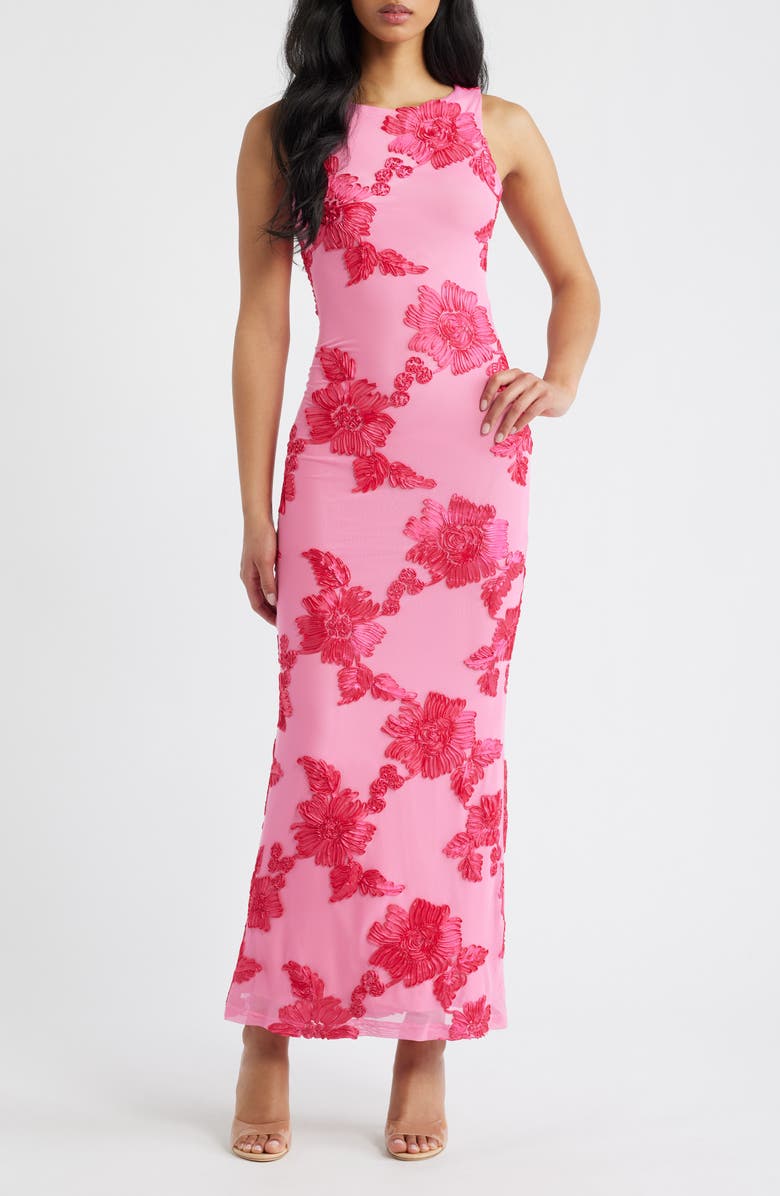 Princess Polly Fionna Floral Sleeveless Maxi Dress, Main, color, Pink