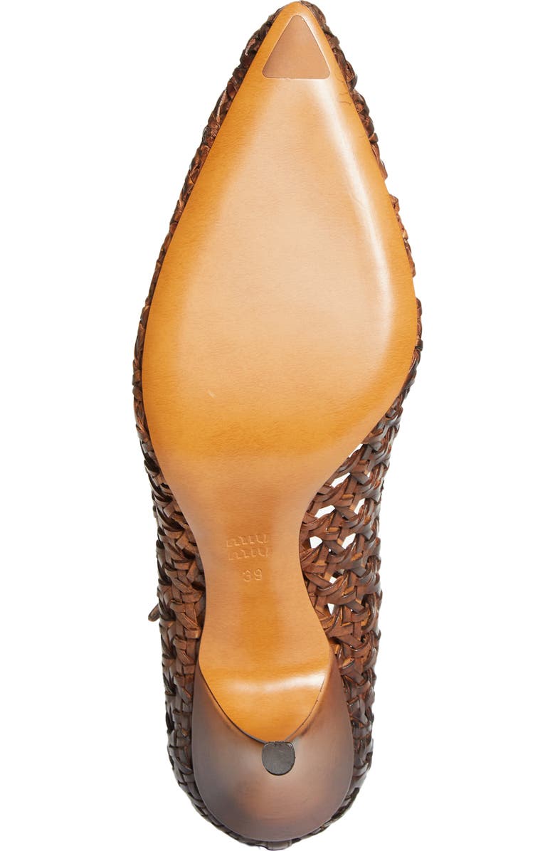 Miu Miu Woven Pointed Toe Pump, Alternate, color, Cognac