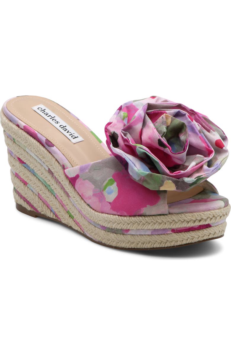 Charles David Crash Esapdrille Platform Wedge Slide Sandal, Main, color, Magenta