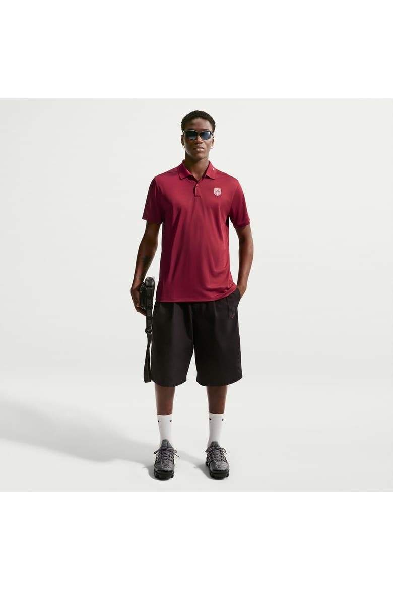 Men's Nike Red USMNT Dri-FIT Victory Solid Polo, Main, color, Dark Red