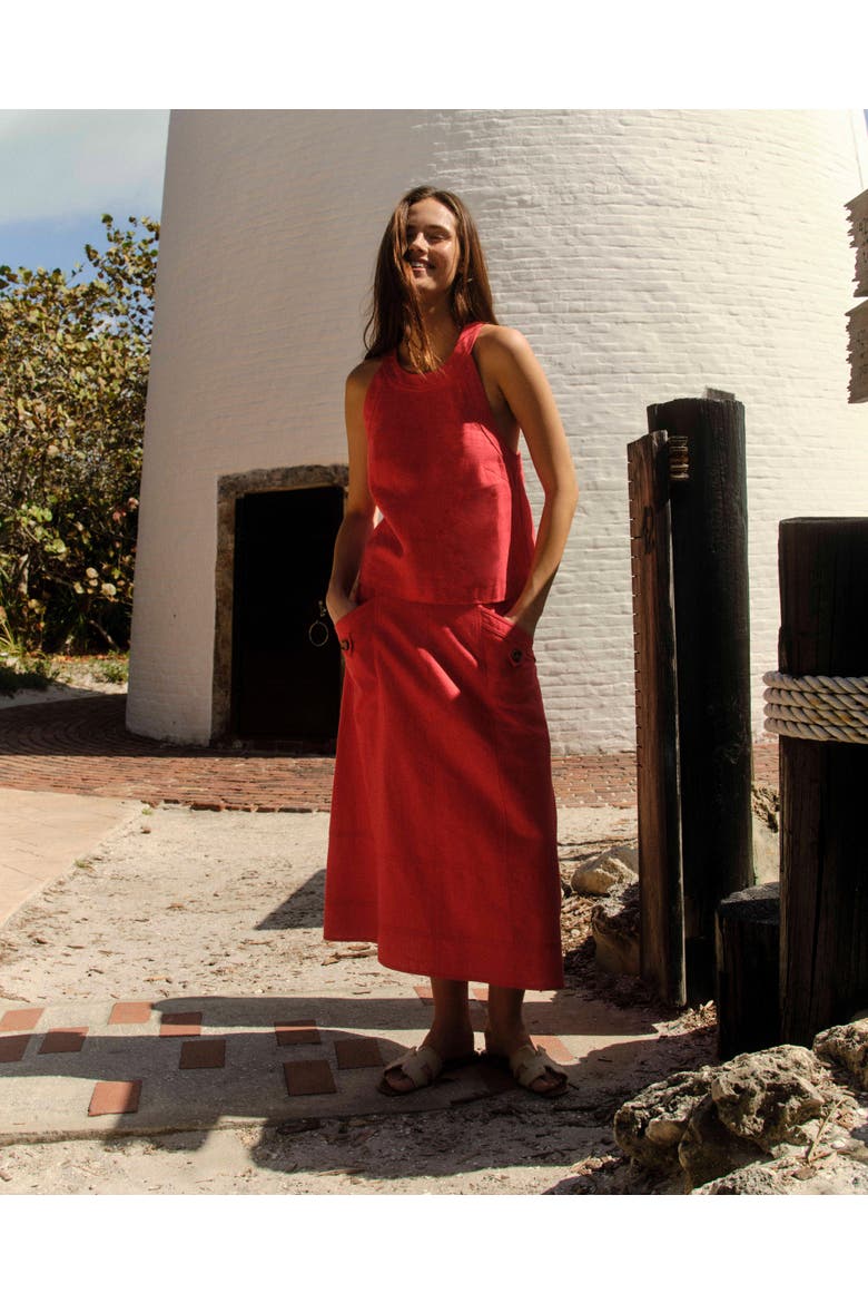 Alice Linen Skirt, Alternate, color, Poppy