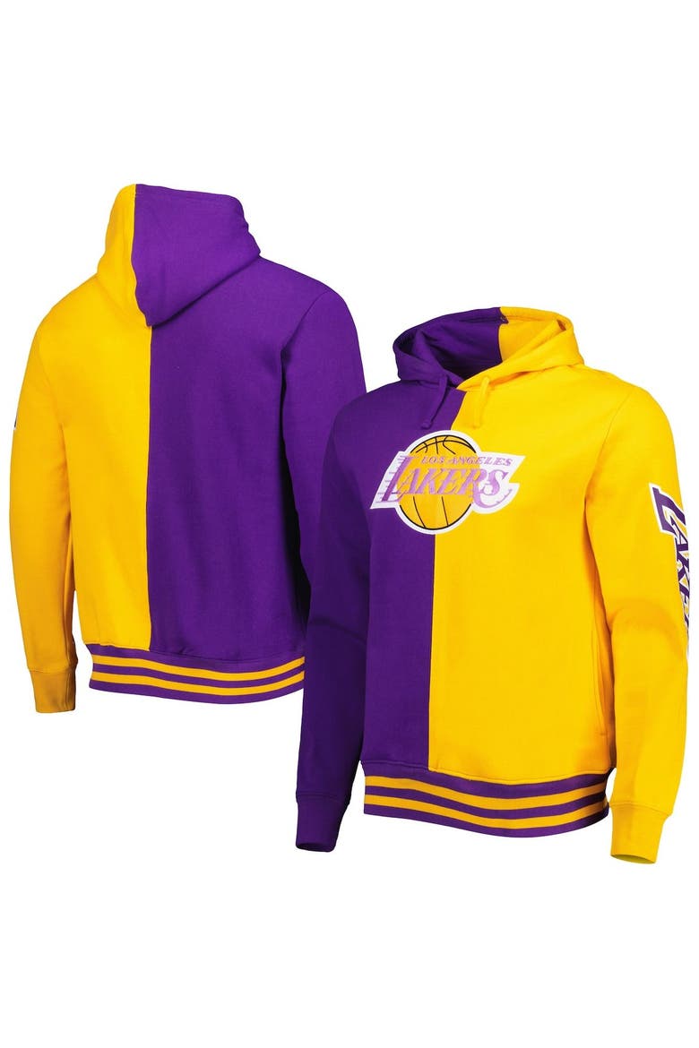 Men's Mitchell & Ness Purple/Gold Los Angeles Lakers Hardwood Classics Split Pullover Hoodie, Alternate, color, Purple