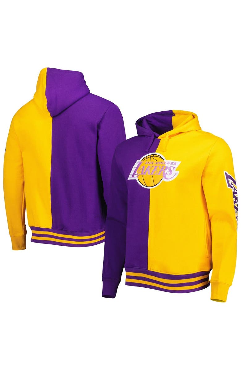 Mitchell & Ness Men's Mitchell & Ness Purple/Gold Los Angeles Lakers Hardwood Classics Split Pullover Hoodie, Alternate, color, Purple