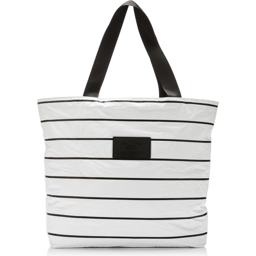 Aloha Collection Day Tripper Pinstripe Water Resistant Tyvek® Tote In Neutral