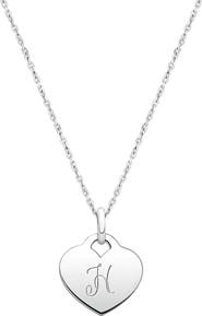 Tiny Blessings Sterling Silver Baby Heart & Engraved Initial 12-14" Necklace
