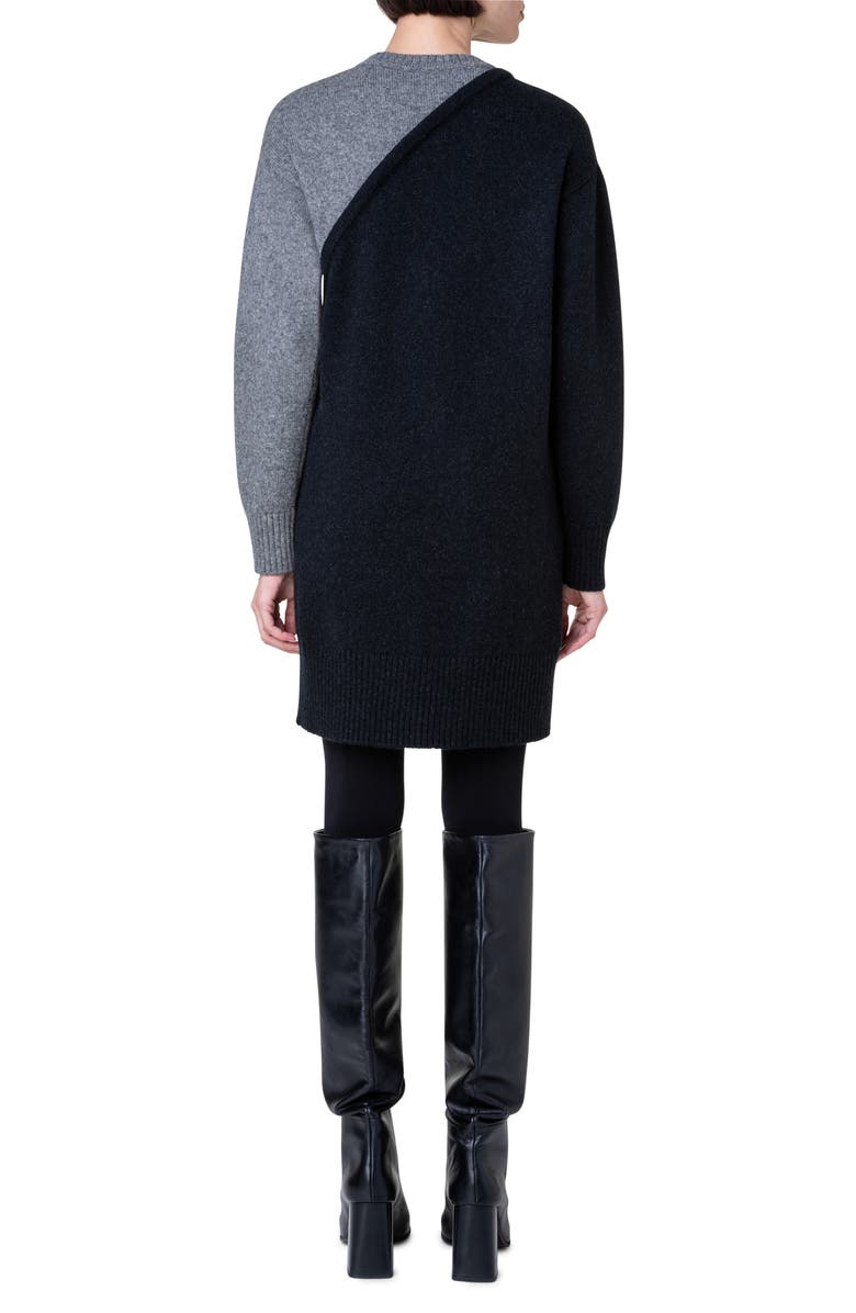 Akris punto Colorblock Long Sleeve Virgin Wool Blend Sweater Dress, Alternate, color, 