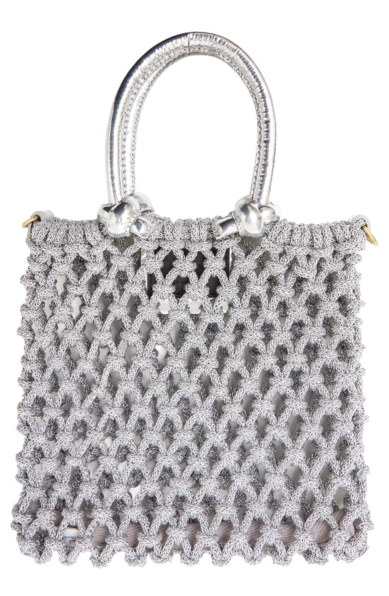 Clare V. Bianca Handbag, Main, color, Silver