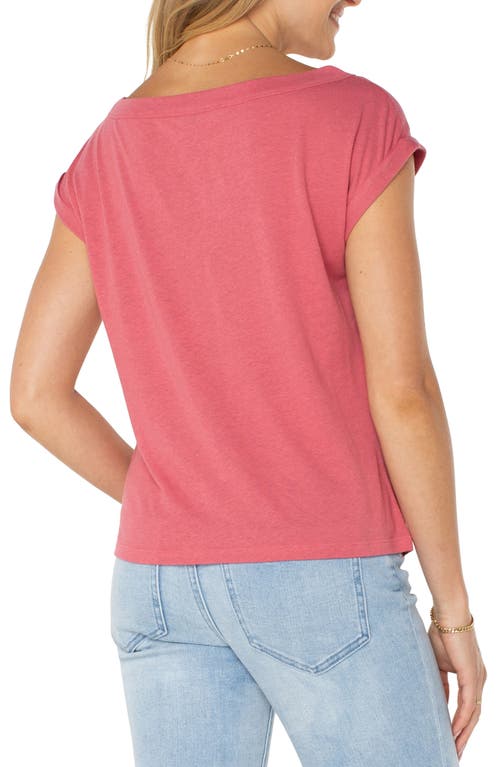 Shop Liverpool Los Angeles Knot Front Linen Blend T-shirt In Slate Rose