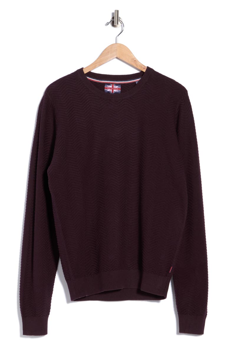 Herringbone Crewneck Sweater, Main, color, BURGUNDY