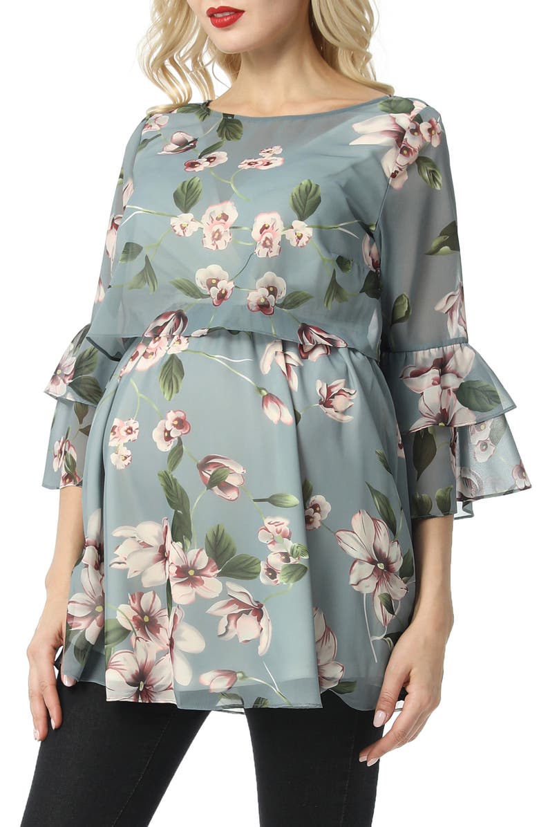 Kimi and Kai Audrey Floral Maternity/Nursing Popover Blouse, Main, color,