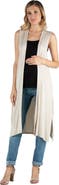 24seven Comfort Apparel Maternity Sleeveless Long Cardigan with Side Slit