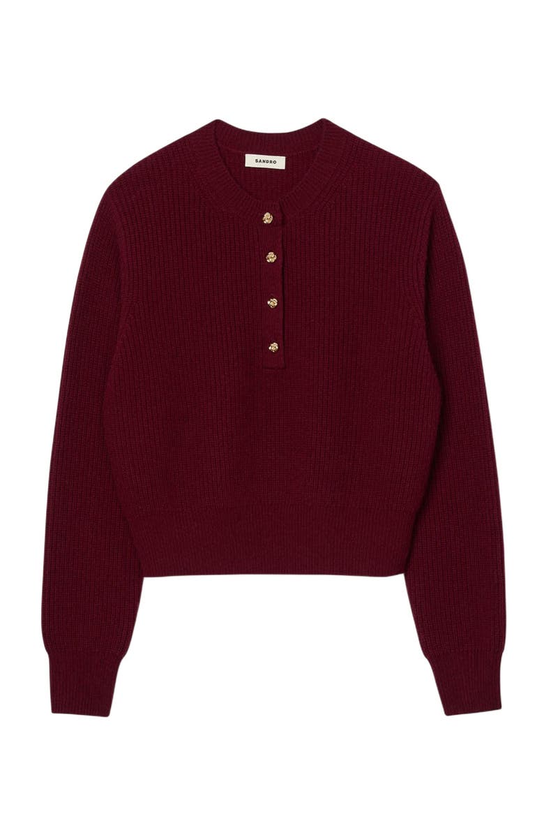 SANDRO Wool and cashmere button sweater, Alternate, color,