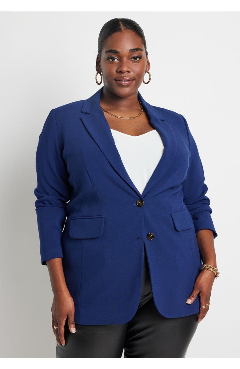 ELOQUII The 365 Semi Stretch Two Button Blazer, Main, color, Ocean Cavern