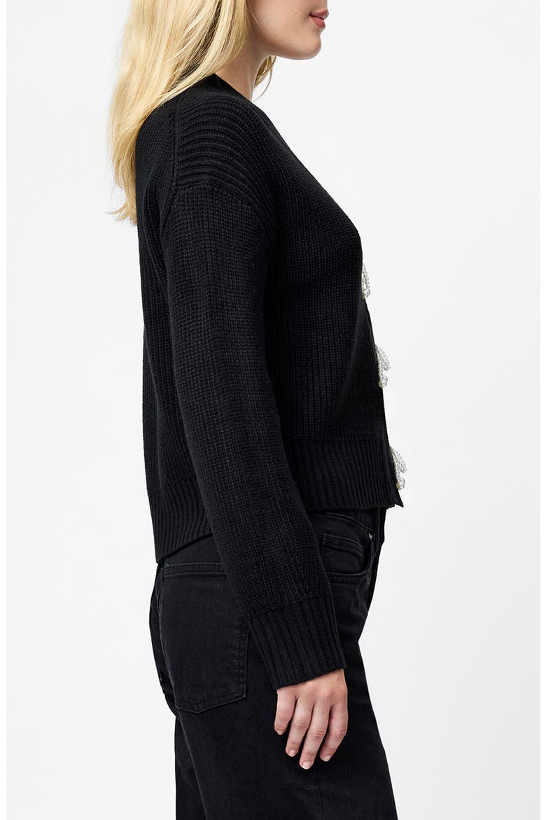 Bow Embellished Cardigan, Alternate, color, BLACK