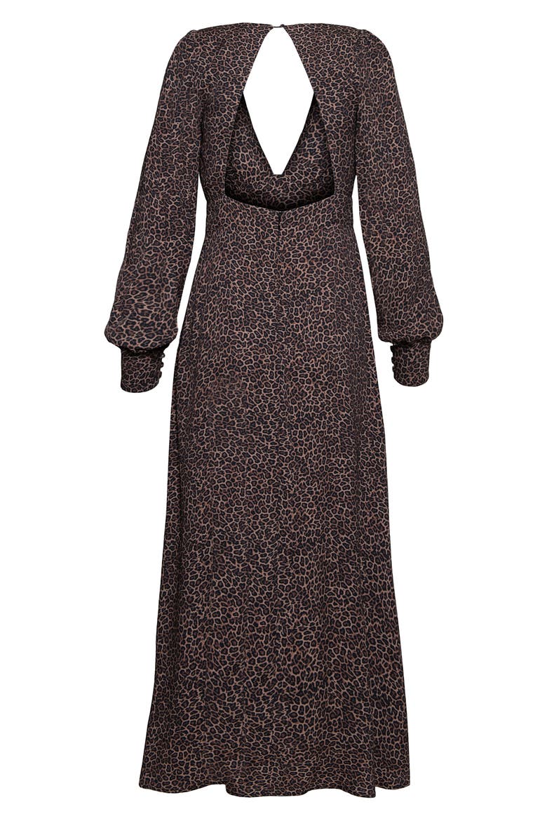 Myles Animal Print Plunge Neck Long Sleeve Dress, Alternate, color, VINTAGE LEOPARD