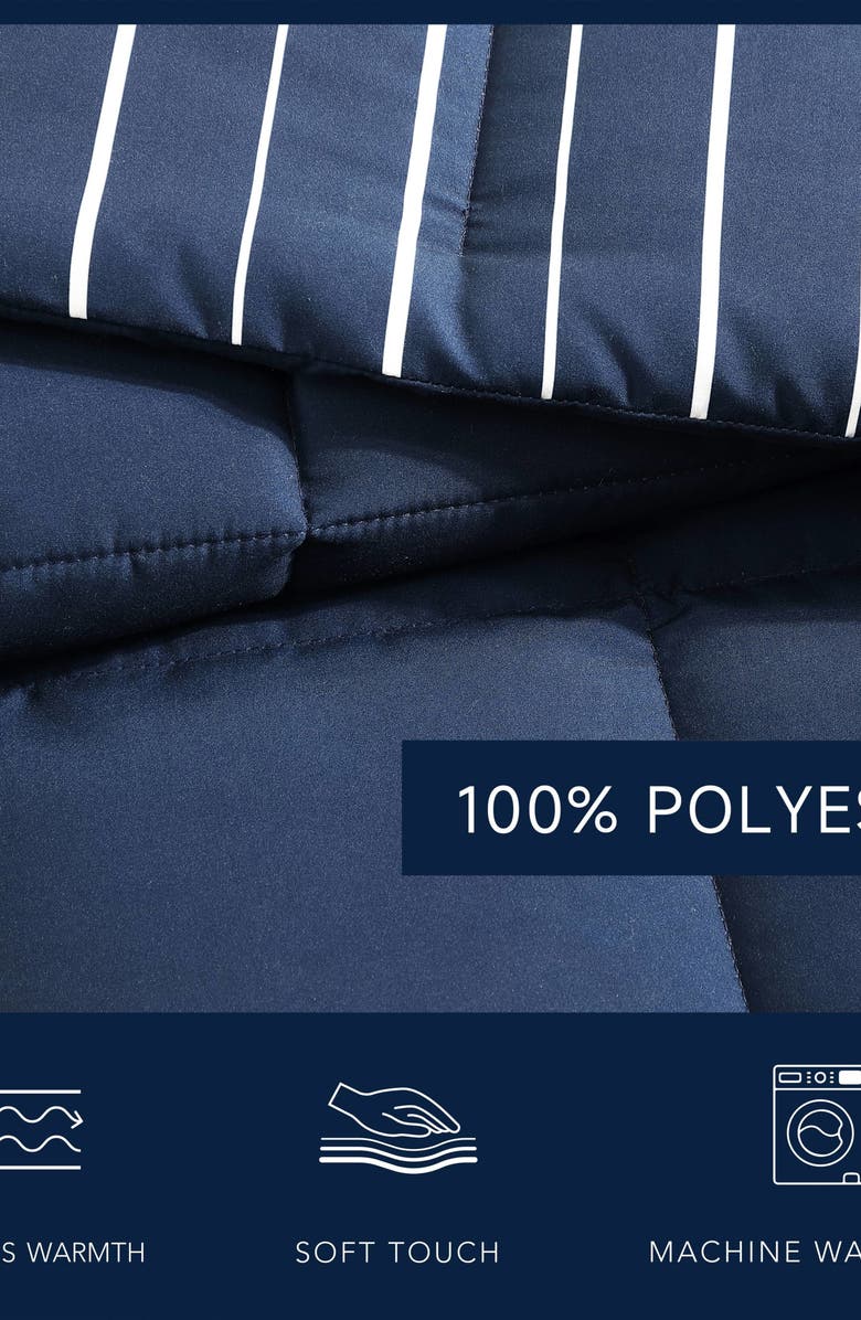 Nautica Longdale Stripe Comforter & Sham Set, Alternate, color, Navy Blue