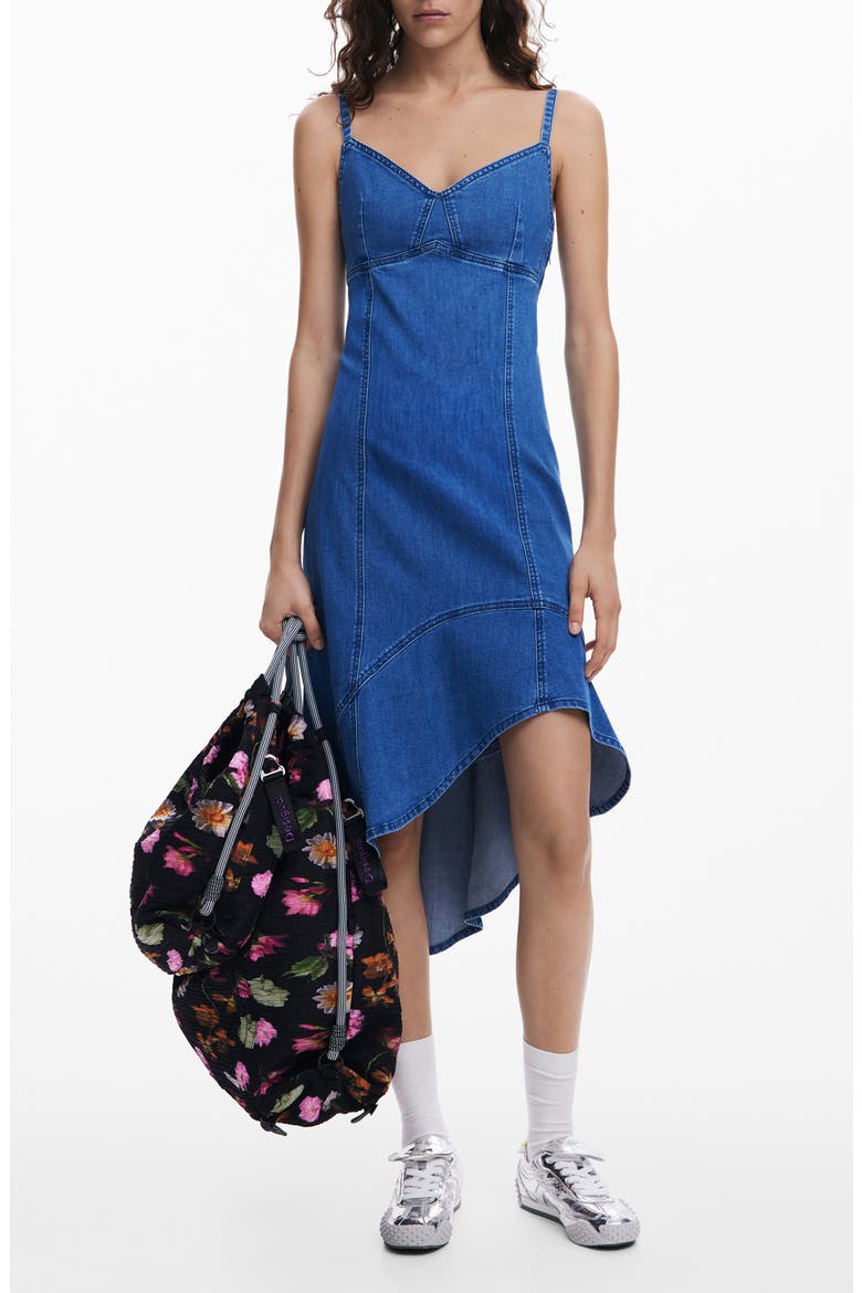 Asymmetric Denim Dress, Main, color, BLUE