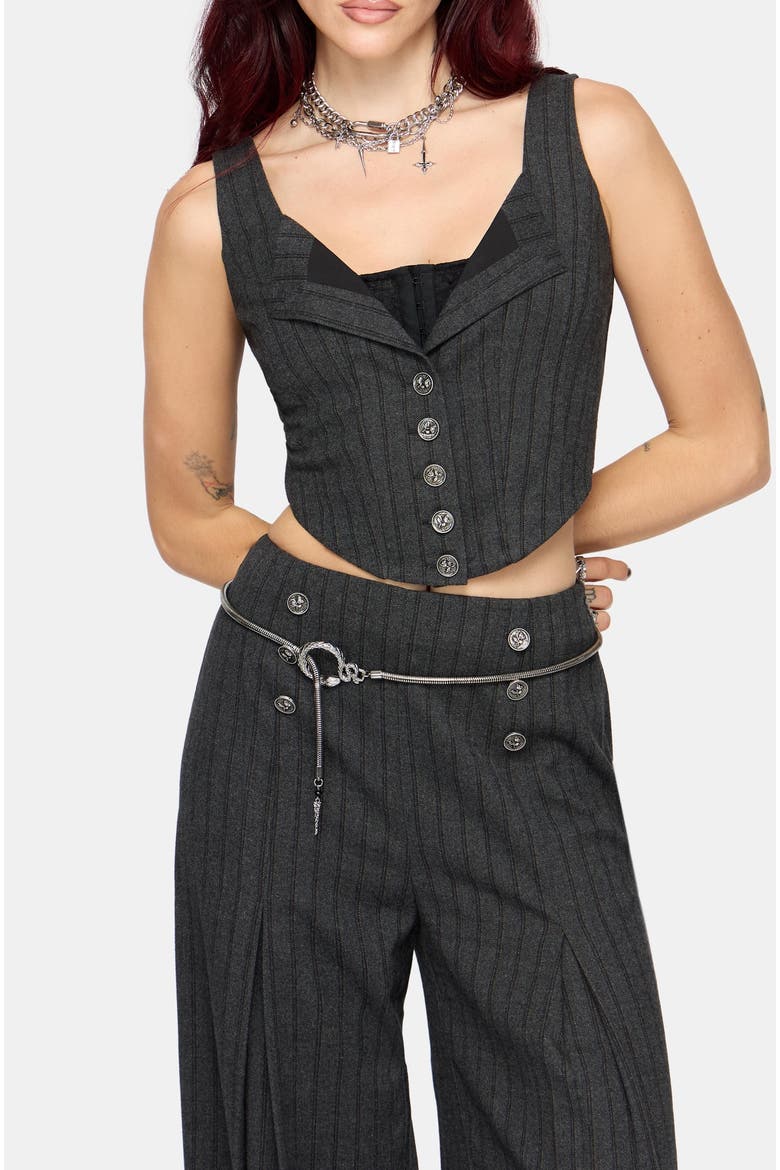 Blair Lace Insert Corset, Alternate, color, Charcoal