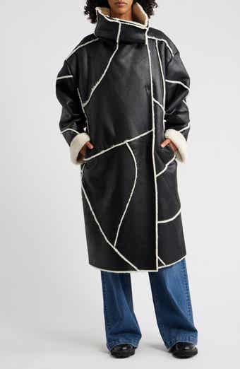 Emberlynn Oversize Faux Leather & LuxeFluff Long Coat