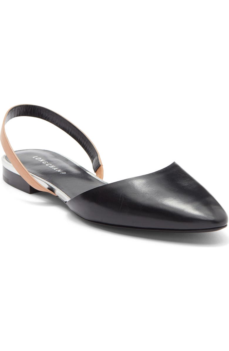 Longchamp Slingback Ballet Flat, Main, color, Black