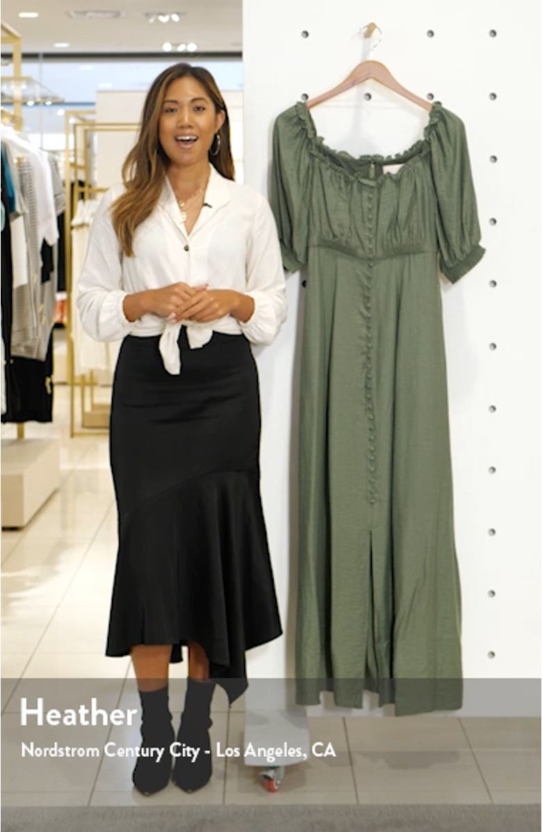 Joanna Shirred Neck Button Front Maxi Dress, sales video thumbnail