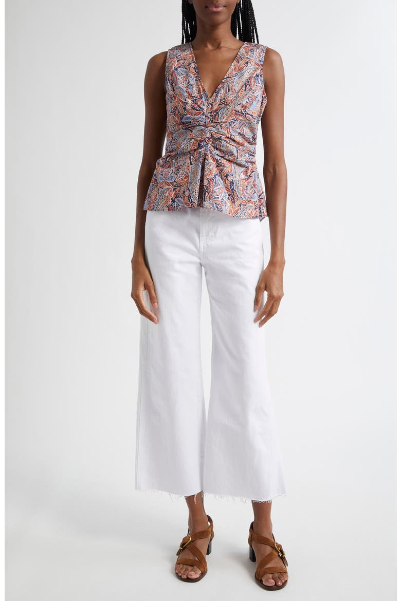 Aiden Paisley Print Center Ruched Top, Alternate, color, NAVY MULTI