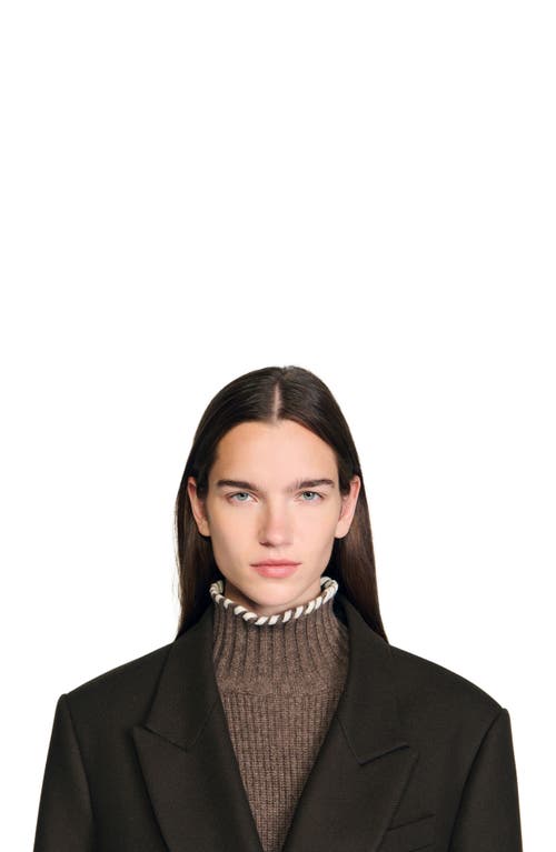 Sandro Straight Coat In Brown