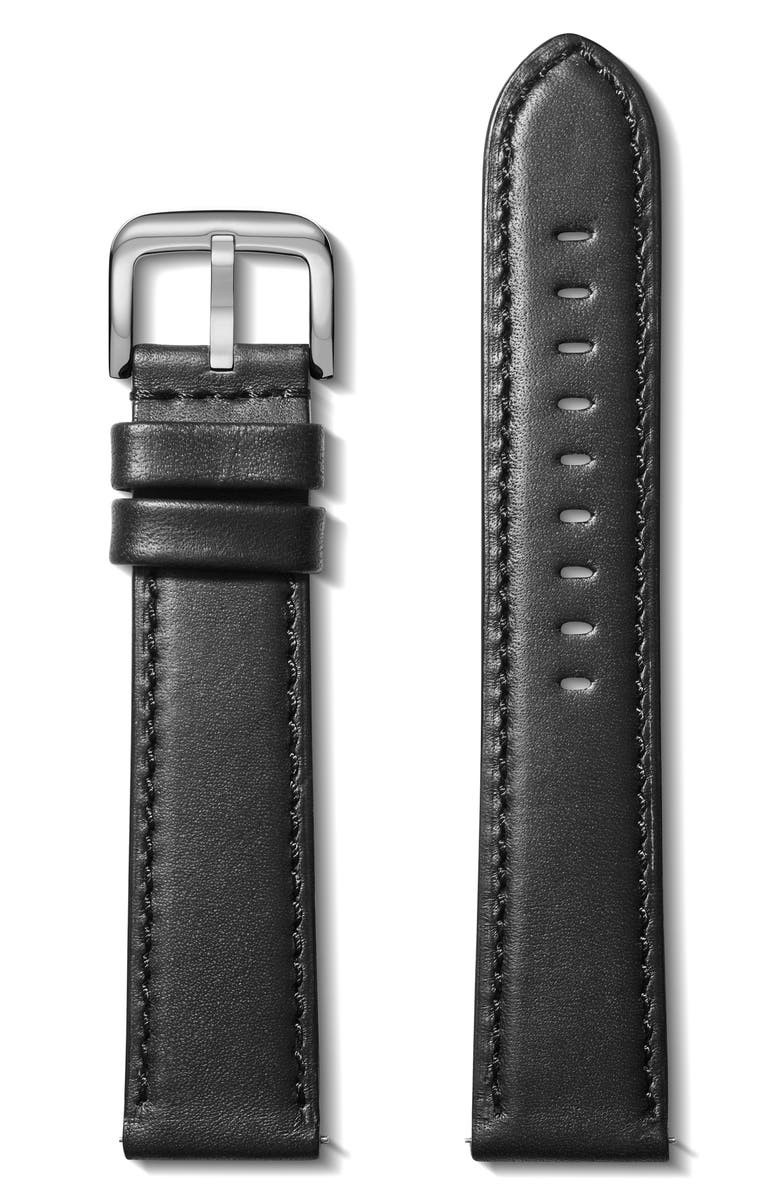 Shinola 22mm Leather Watch Strap, Main, color, Black