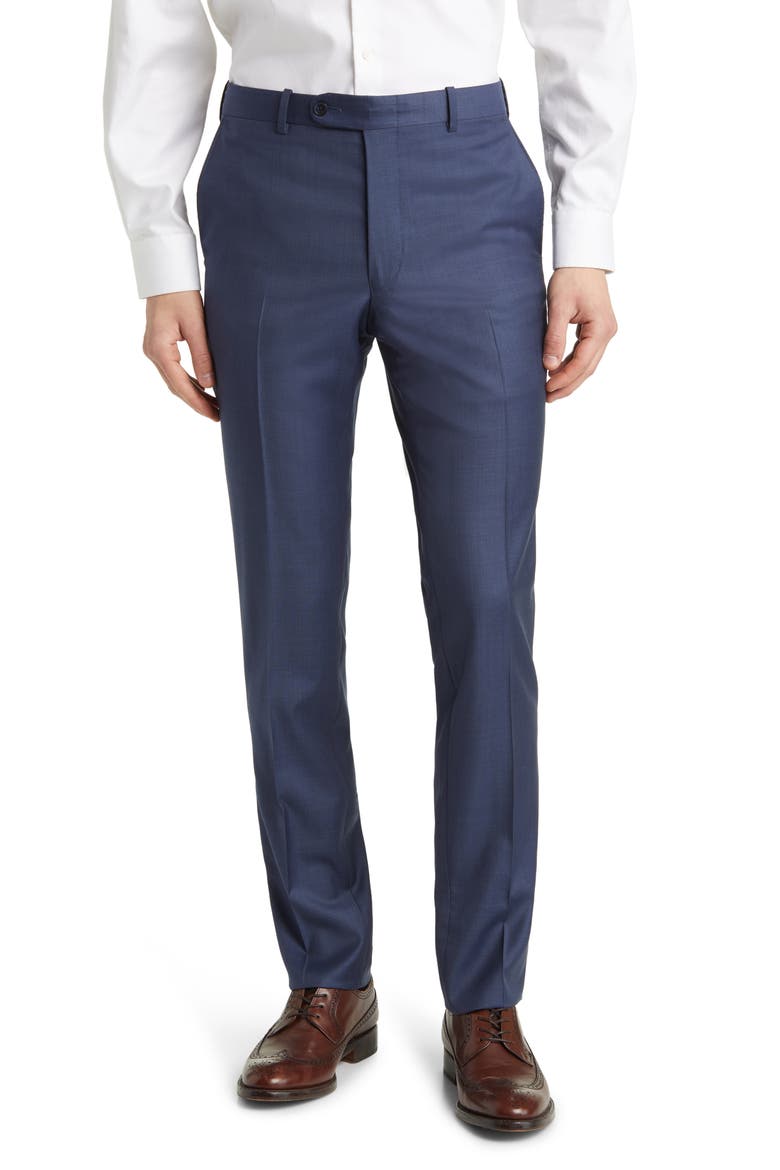 Harker Flat Front Wool Dress Pants, Main, color, BLUE
