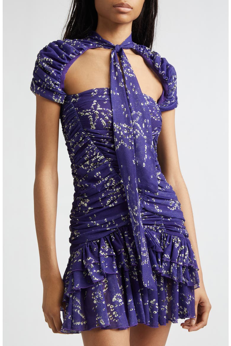 Fiora Floral Ruched Cutout Top, Alternate, color, PURPLE