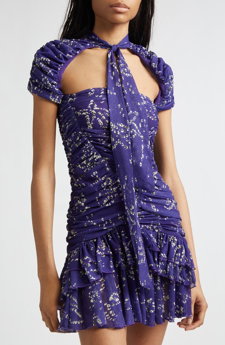 Siedrés Fiora Floral Ruched Cutout Top, Alternate, color, Purple