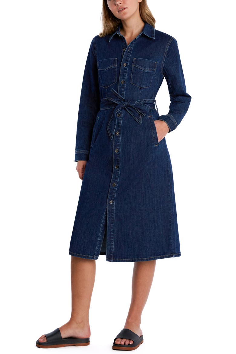 High Up Belted Denim Midi Shirtdress, Alternate, color, HIGH BLUE