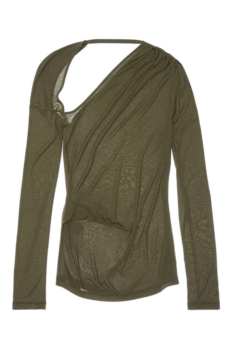 Asymmetrical Long Sleeve Stretch Jersey Top, Alternate, color, NAVAL GREEN