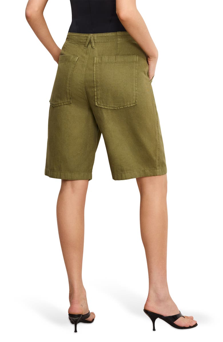 Good American Lite Cotton Blend Bermuda Shorts, Alternate, color, Martini Olive002